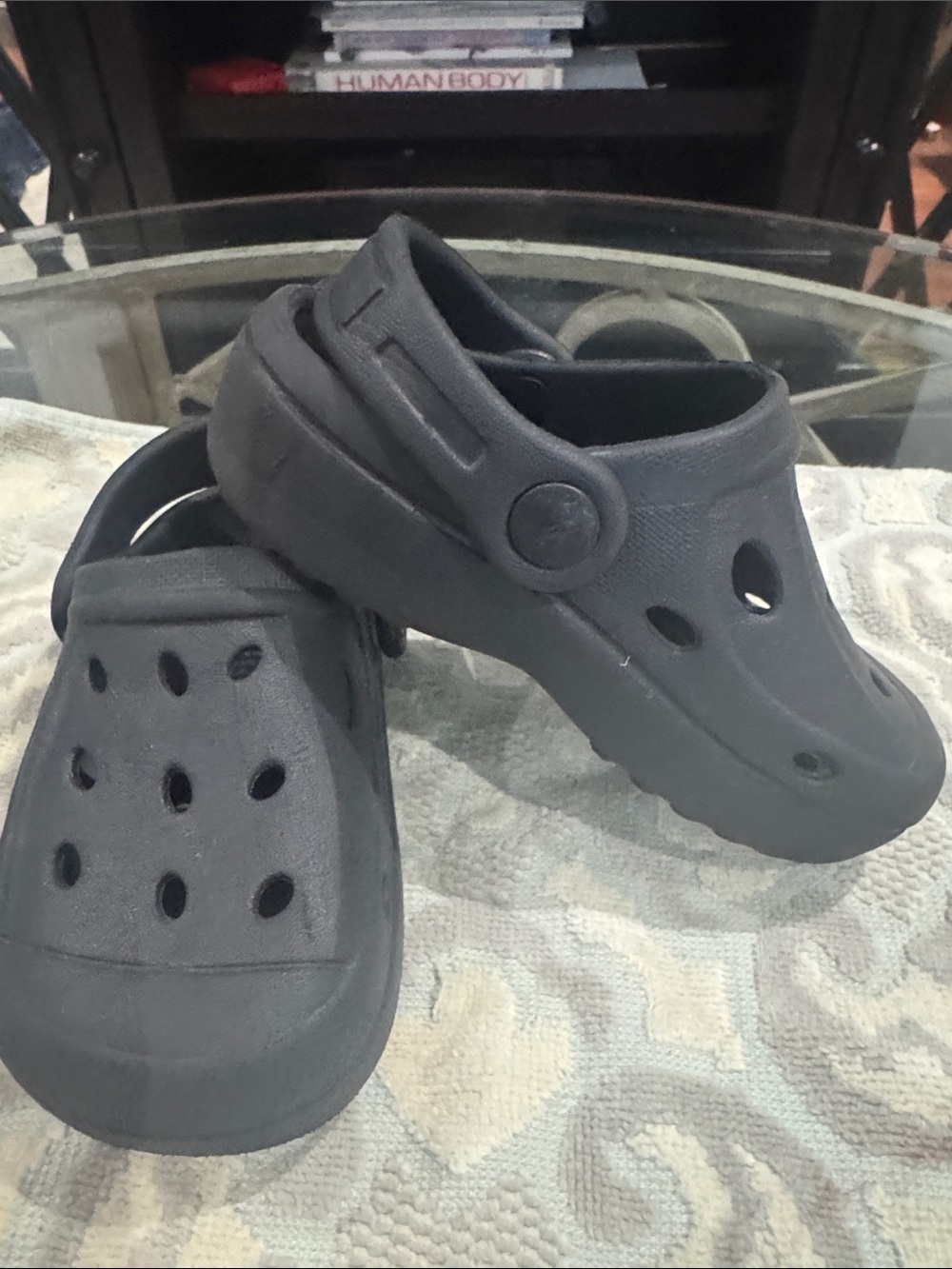 Kids Black Ventilated Slip-On Clog Sandals with Adjustable Heel Strap